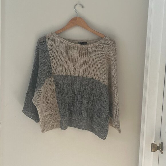 Eileen Fisher Colorblock Alpaca Blend Sweater | Oversized Boxy Size Medium - Picture 3 of 7